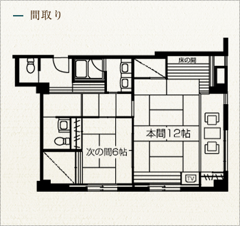 間取り　一般客室　和室12畳+6畳