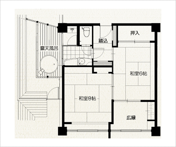 露天風呂付　和室8畳＋6畳（露天風呂付）客室間取り図