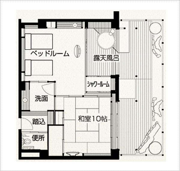 バリアフリー露天風呂付和洋室 客室間取り図